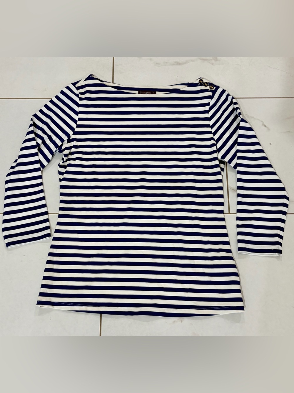 J. McLaughlin Striped Crewneck Top - Navy & White S
